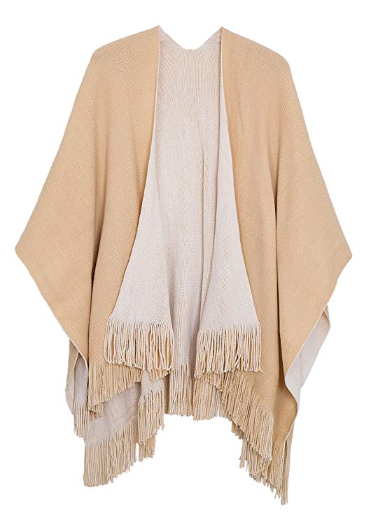 Urban CoCo Women's Winter Vintage Poncho Capes Tassel Blanket Shawl Wrap Cardigan Coat