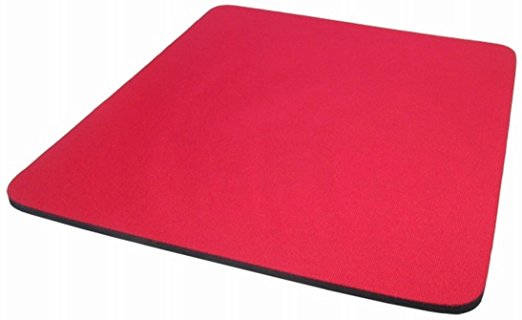 rhinocables Fabric Mouse Mat Pad High Quality 5mm Thick Non Slip Foam 25cm x 22cm Available in 8 colours Red Green Yellow Black Blue Light Blue Pink Grey (Red)