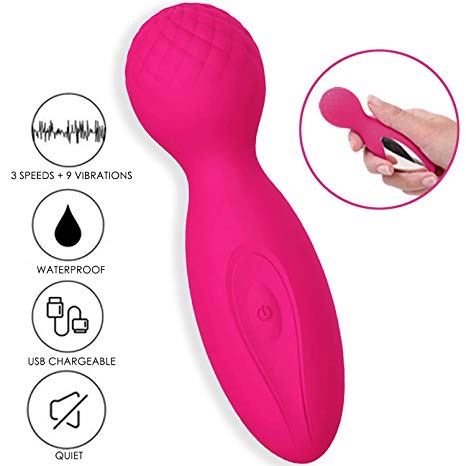 Personal Mini Wand Massager, REVO Small Powerful Vibrate Massage Wand with 12 Modes, Waterproof & Cordless Neck Back Foot Body Electric Massager, Rechargeable Travel Gift (Romantic Pink)