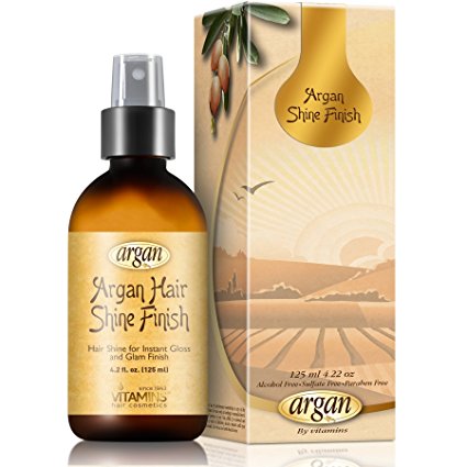Hair Gloss Argan Shine Spray - Combo Size 4.25 oz Moroccan Oil Serum for All Hair Types - Nourishes and Promotes Instant Glam Shiny Appearance & Silky Glaze Finish