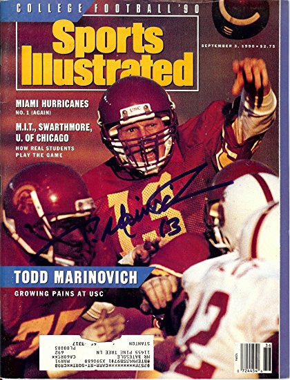 Todd Marinovich Autographed Sports Illustrated Magazine 9/3/1990 USC Trojans COA