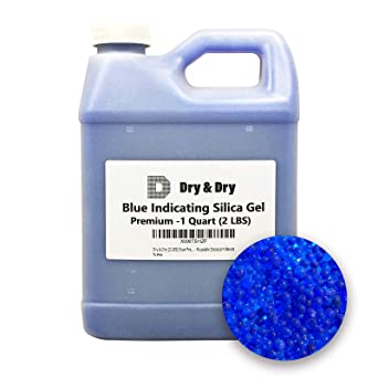 Dry & Dry [2 LBS] Blue Premium Indicating Silica Gel Beads(Industry Standard 2-4 mm) - Reusable Desiccant Beads