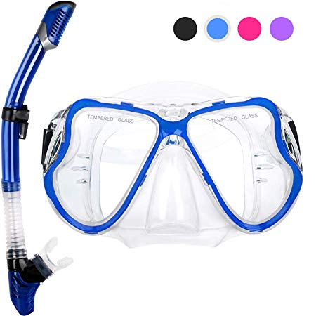 Chollima Dry Snorkel Set, HD Panoramic View, Anti-Fog and Anti-Leakage, Adjustable, Safe material, Scuba Diving Mask for Professional Snorkeling Adults Kids