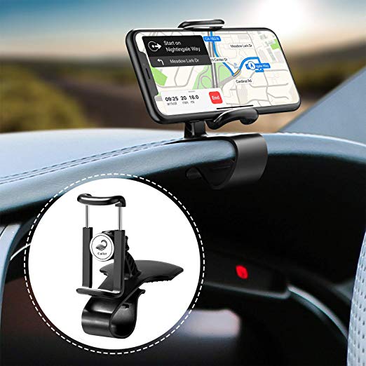 Cutier Car Phone Mount, Dashboard Phone Holder with 360 Degree Rotation Adjustable Mobile Clip Stand Suitable for 4-7 Inches Smartphones