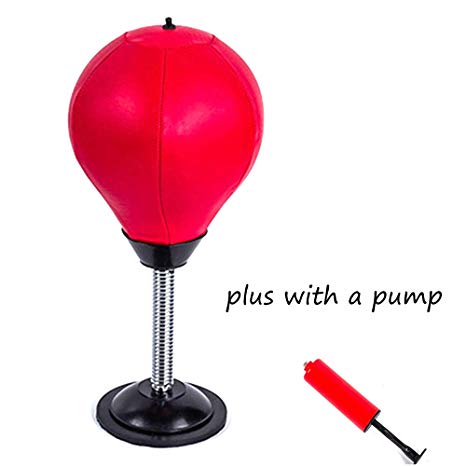 Stress Buster Desktop Punching Bag with Pump Desk Speed Bag with Stand for Heavy Duty Anxiety Relief Freestanding Kit Accessory for Adult and Children
