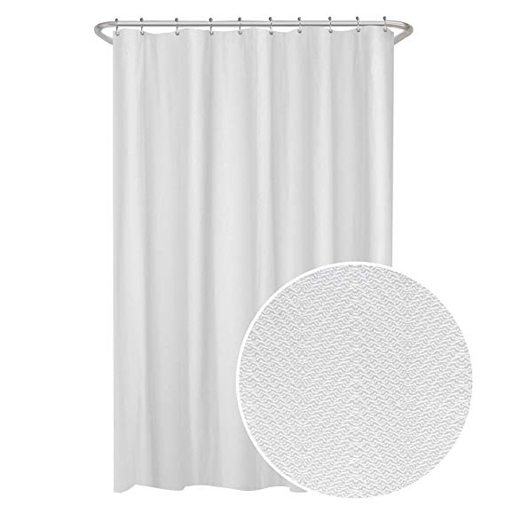 MAYTEX Herringbone Ultimate Waterproof Fabric Shower Curtain or Liner, 70" x 72" White