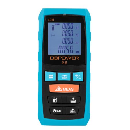 DBPOWER S6 40M132FT IP54 Water Dust Crash Proof Handy Laser Measure with Extended Ruler
