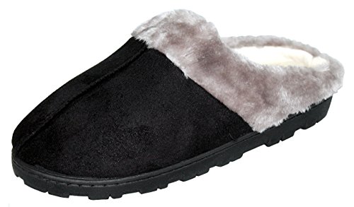 House Slippers, Black Brown & Fuchsia, Warm Indoor Home Shoes