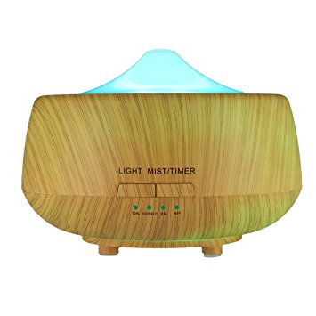 MIGICSHOW 250ml Aroma Essential Oil Diffuser, Ultrasonic Cool Mist Humidifier Air Humidifier with 7 Color LED Waterless Auto Shut-off, for Home Bedroom Yoga Spa and Office - Wood Grain
