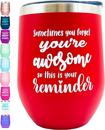 You’re Awesome Wine Tumbler with Sayings For Women, Thank You, Inspirational Appreciation Gifts for Her, Funny Christmas, Birthday, Encouragement Gifts For Best Friend, Mom, Sister, Coworker Red