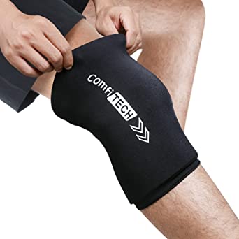 ComfiTECH Knee Ice Pack for Injuries Compression Sleeve, Flexible Gel Ice Pack for Knee, Reusable Cold Pack Therapy for Calf Injuries, Knee Pain, Meniscus Surgery Recovery, Bruises & Sprains(Small)
