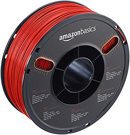 AmazonBasics ABS 3D Printer Filament, 1.75mm, Red, 1 kg Spool