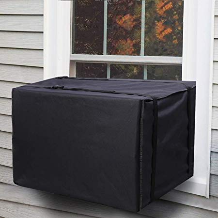 KESSER Window Air Conditioner Unit Cover Outside AC Covers Outdoor Sturdy Defender Heavy Duty Black Bottom Defenders for Standard American AC Window Units