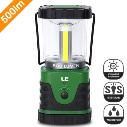 [Upgraded Version] LE® 500lm Outdoor LED Lantern, 3 Modes, Portable, Battery Powered, IPX4, Shockproof/Skid proof, Home/Garden Lanterns for Hiking/Camping/Emergencies/Hurricanes/Outages