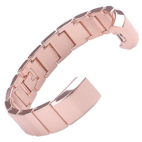 Metal Band For Fitbit Alta HR and Alta, Replacement Metal Watch Band for Fitbit Alta HR and Alta (4 Color: Rose Gold, Silver, Black, Gold)