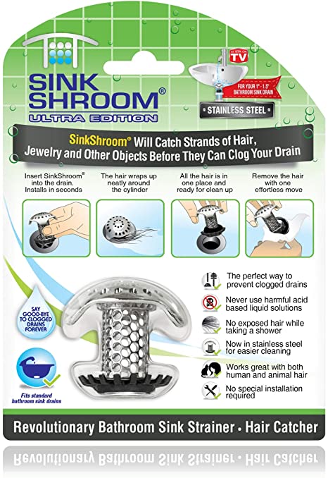 SinkShroom Bathroom Sink Drain Protector Stainless Steel Standard
