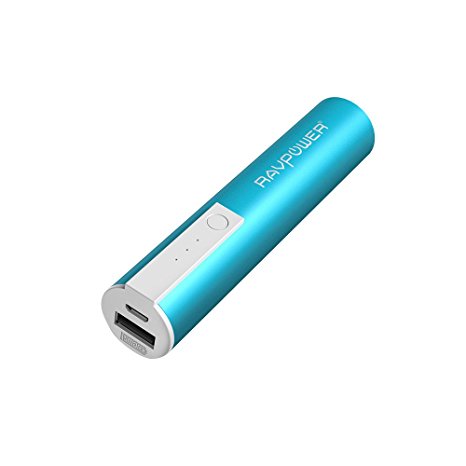 Portable Charger RAVPower 3350mAh External Battery Pack Power Bank (3rd Gen Luster Mini, iSmart Technology) for Smartphones and more - Blue