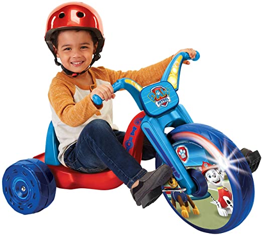 Paw Patrol Kids Tricycle 15" Fly Wheels Junior Cruiser Ride-On, Pedal Powered Trike with Build-in Light On Both Sides of Big Wheel, for Kids Boys Girls Ages 3-7 Year Old