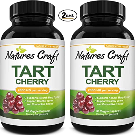 Tart Cherry Capsules for Joint Support - Tart Cherry Extract Antioxidant Supplement for Uric Acid Cleanse Sleep Aid and Muscle Recovery - Anti Aging Joint Health Supplement for Uric Acid Support