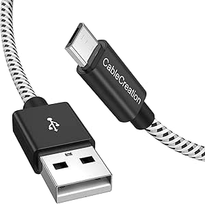 CableCreation USB to Micro USB Cable 6 FT, Braided USB2.0 Micro-B USB Charging Data Cable Works with Raspberry Pi Zero, Fire Stick, Chromecast, Micro-B Phone 1.8M Black