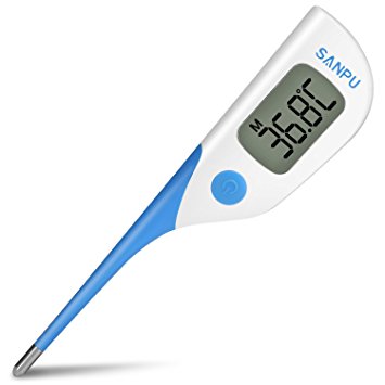 SANPU Medical Digital Rectal Basal Thermometer with Fever Indicatio,Fast Accurate Reading in 8 Seconds for Oral and Armpit Used for Baby and Adults by FDA and CE Approved
