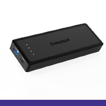 Tronsmart Presto 12000mAh USB Type-C External Battery Power Bank with Quick Charge 3.0 Technology,Total 6A Output for Galaxy S7/S6/Edge/Plus, iPhone, Nexus 6P/5X and more, Black