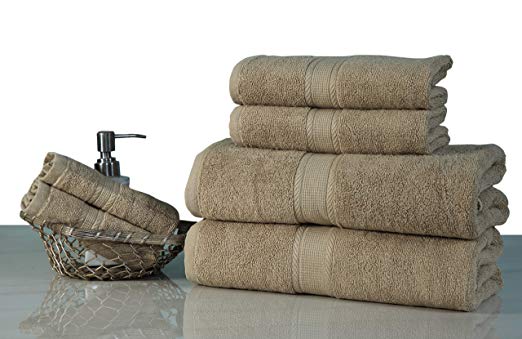 Saatvik Home Care 600 GSM 6 Piece Bath and Hand Towels Set, Combo of 2 Bath Towels, 2 Hand Towels and 2 Face Towels 100% Cotton - Hotel & SPA Quality, Super Soft Highly Absorbent Fast Drying, PLATINUM