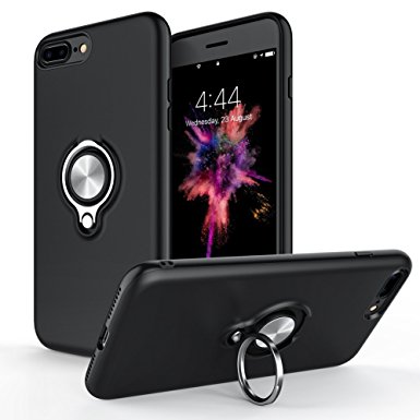 iPhone 8 Plus Case, iPhone 7 Plus Case, iCaber New Design 360 Degree Rotating Ring Holder Grip Case Dual Layer Protective Case for iPhone 8 Plus / iPhone 7 Plus - Black