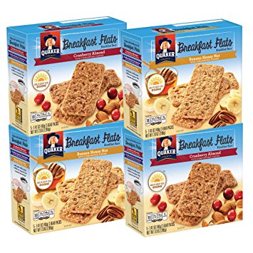 Quaker Breakfast Flats, Variety Pack, Breakfast Bars, 5 Count,  Net Weight. 7 Ounce (Pack of 4)