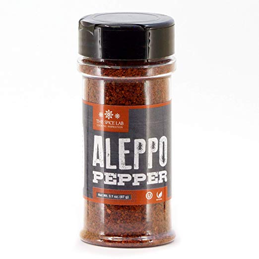 The Spice Lab Aleppo Pepper Chili Flakes Gourmet Crushed Red Pepper Flakes (3.1 oz Shaker Jar) OU Kosher Gluten-Free Non-GMO All Natural - Turkish Spice Blend Used in Harissa Spice or Zaatar Spice