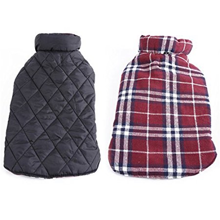 SUPEREX® reversible plaid Waterproof Pet Dog Hoodie Coat Sweater Puppy Teddy Autumn Winter Clothes Warm Padded Apparel Clothes Cat Dog's Cute Sweater Sweatshirt Chest Protector for small medium large big dogs (Red,M)