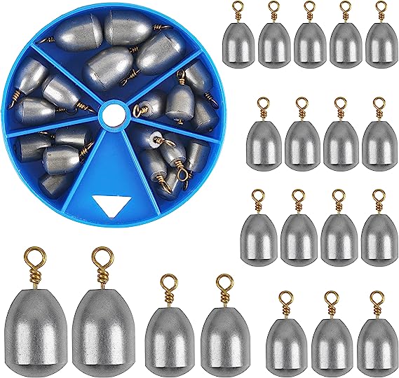 Fishing Weights Sinkers Kit, 20/58pcs Iron Fishing Weights Assortment Bass Casting Sinker Weight Bell Sinkers Saltwater Freshwater Fishing