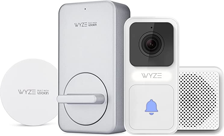 Wyze Lock & Video Doorbell w/ Chime Bundle, Wi-Fi & Bluetooth Enabled Smart Lock w/ Companion Wired IP65 Video Doorbell, 3:4 Head-to-Toe 1080p HD, Wireless & Keyless Unlock, 2-Way Audio, Night Vision