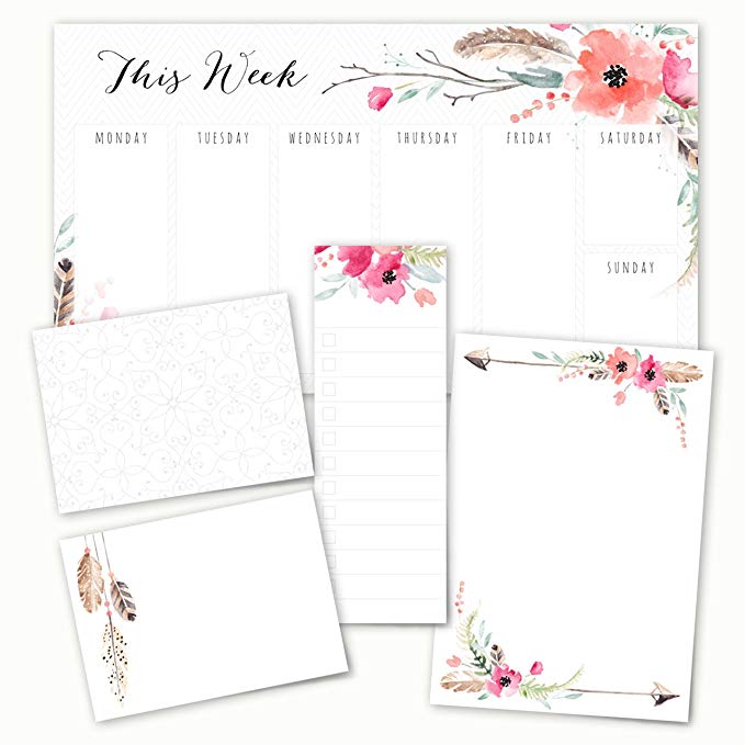 Boho Spirit Adhesive Sticky Note Pack - 5 Pads - 50 Sheets/pad