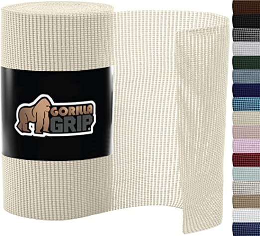 Gorilla Grip Drawer and Shelf Liner, Strong Grip, Non Adhesive Easiest Install Mat, 12 in x 30 FT, Durable Organization Liners, Kitchen Cabinets Drawers Cupboards, Bathroom Storage Shelves, Cream
