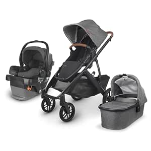 UPPAbaby Travel System, Includes Vista V2 Stroller   Mesa V2 Car Seat Combo/Bassinet, Toddler Seat, Rain Shield, Storage Bag, Car Seat, Base   Robust Infant Insert Included/Greyson (Charcoal Mélange)