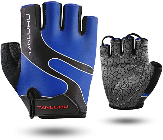 Tanluhu Cycling Gloves Bike Gloves Biking Gloves Half Finger Bicycle Gloves - Anti-Slip Shock-Absorbing Padded Breathable Road Mountain Bike Glove for Men Women