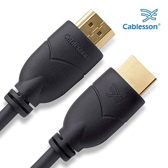 Cablesson Basic 4 ft/ 1.5m High Speed HDMI Cable (HDMI Type A, HDMI 2.1/2.0b/2.0a/2.0/1.4) - 4K, 3D, UHD, ARC, Full HD, Ultra HD, 2160p, HDR - for PS4, Xbox One, Wii, Sky Q. For LCD, LED, UHD, 4k TVs - Black