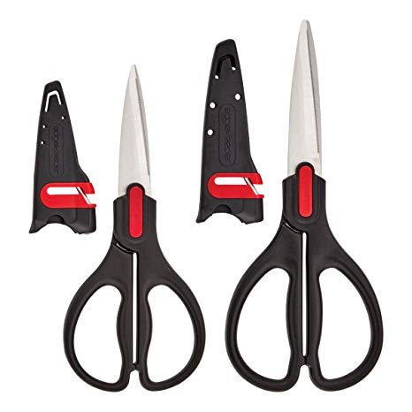 Farberware 5200219 2-Piece All Purpose and Utility Shears Set with EdgeKeeper Self-Sharpening Sheath and Contoured Handles, Black