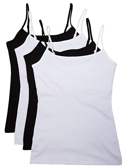 Active Women's 4 Pk Deal Short Camisole Set with Fabric Self Bra Support Top