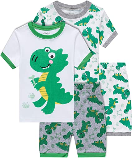 shelry Boys Dinosaur Pajamas Children Summer Clothes 100% Cotton Kids Sleepwear