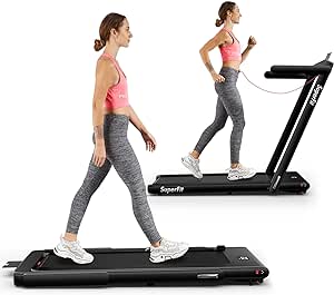 Goplus 2 in 1 Folding Treadmill, 2.25HP Superfit Under Desk Electric Treadmill, Installation-Free with Remote Control, APP Control and LED Display, Walking Jogging for Home Office