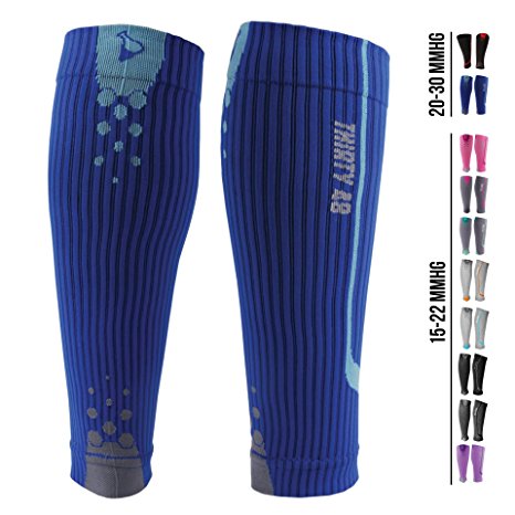 Graduated Calf Compression Sleeves for Men & Women by Thirty48 | 15-22 OR 20-30 mmHg | Maximize Faster Recovery by Increasing Oxygen to Muscles | Great for Running, Walking, Crossfit, Cycling, Travel