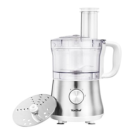 VonShef 4.5 Cup Powerful Food Processor Blender Chopper Multi Mixer, Silver - 2 Speed and Pulse Action