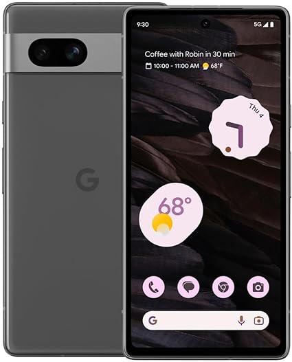 Google Pixel 7a (5G) 128GB (Canadian Model GWKK3) 6.1" Display, Google Tensor G2 Image Processing Photo Editing, Unlocked, (with 45W Super Fast Charger) Charcoal- (Renewed)