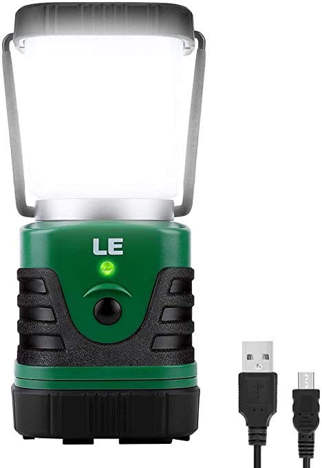 LE Rechargeable Camping Lantern, 1000 Lumen LED Outdoor Lights, 4 Modes Emergency Light, Water Resistant Tent Light for Camping, Hiking, Fishing, Power Cuts and More
