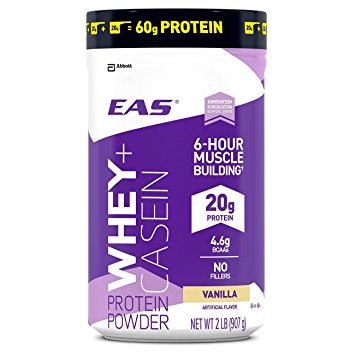 EAS Whey   Casein Protein Powder, Vanilla, 2 Pound