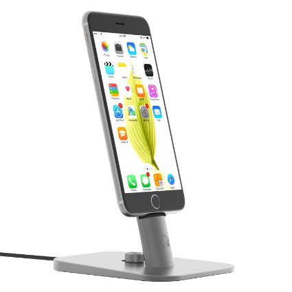iPhone Dock INI Adjustable Desktop Charging Stand Hoder for iPhoneiPad mini and Samsung Galaxy Tab S6 and Android smartphones With Lightning  MicroUSB cables Vogue Space Gray