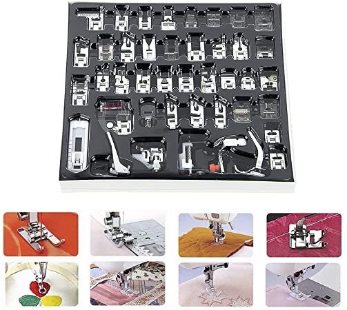 Professional Domestic 42 pcs Sewing Machine Presser Feet Set for Babylock, Singer, Janome, Brother, Elna, Toyota, New Home, Simplicity, Necchi, Kenmore, and White Low Shank Sewing Machines