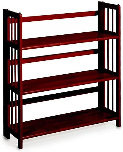 Home Decorators Collection Mission Style 38 x 27.5 Inch Mahogany Folding/Stacking Bookcase, 27.5" W, Mahogany